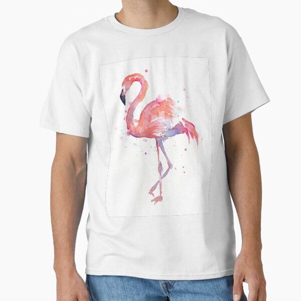 Pink Flamingo Watercolor Illustration — graphic tee