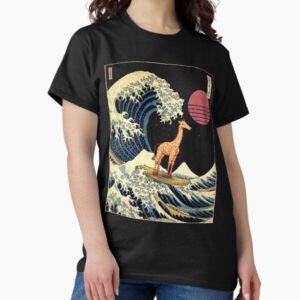 Giraffe Kanagawa Japanese Surfing Wave — graphic tee
