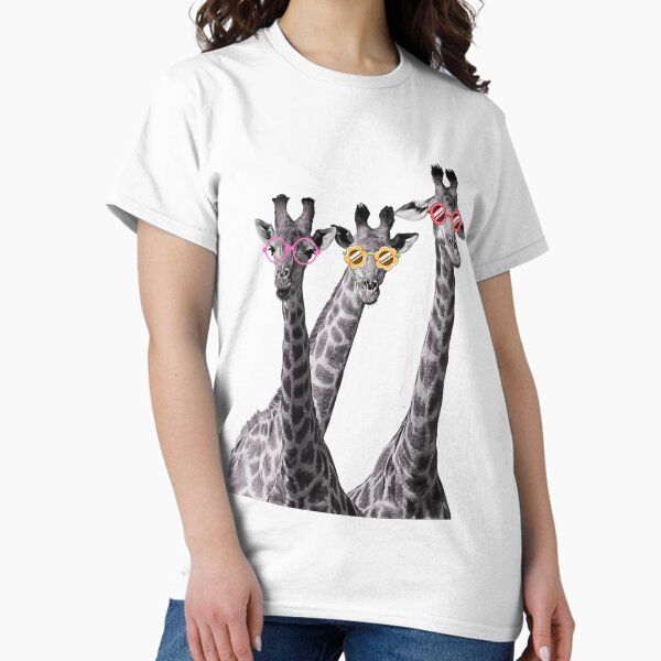 Funny giraffe with Cool glasses — graphic tee