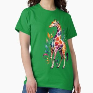 Vibrant Colorful Watercolor Giraffe Art Print — graphic tee