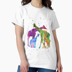 Giraffe family, Giraffe, watercolor giraffe, giraffes, safari — graphic tee