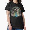watercolor Peacock surrounded by flowers feathers — graphic tee